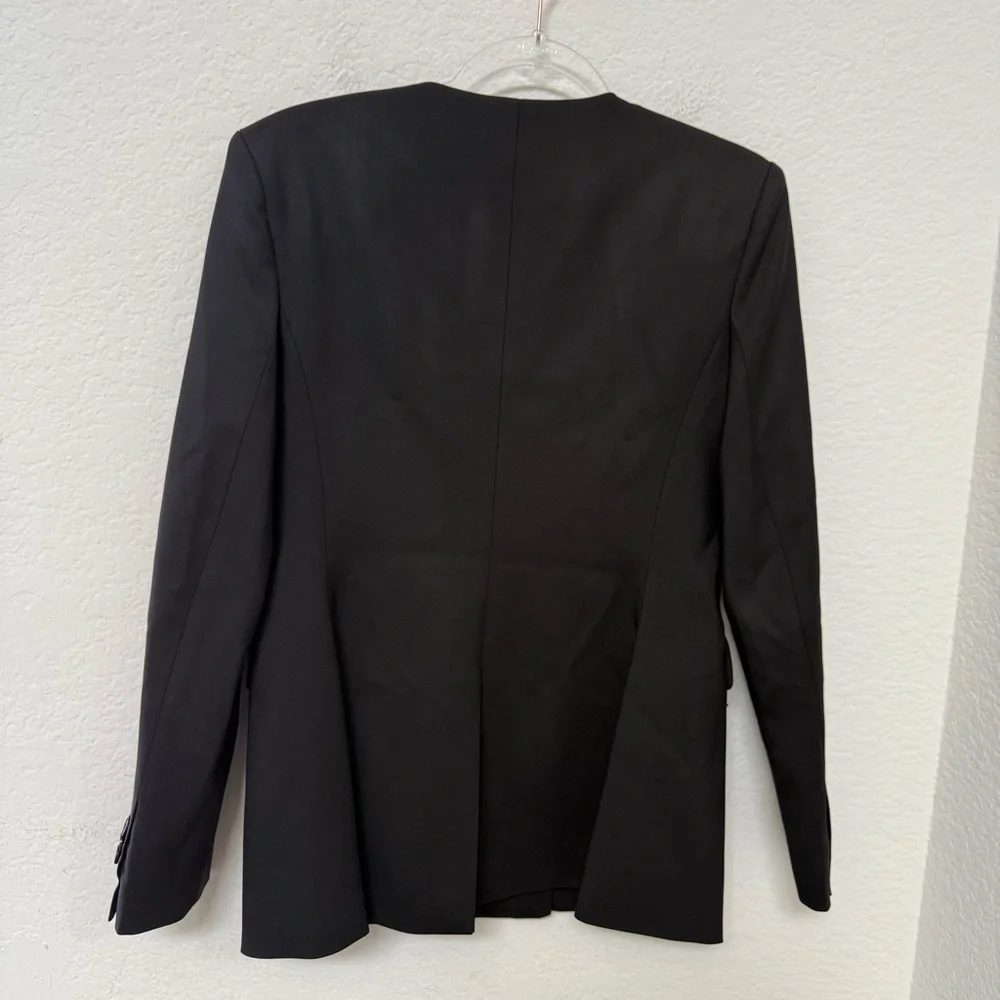 Argent Double Breasted Crewneck Blazer Black in Seasonless Wool